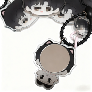 Porte-clés miroir en acrylique INS créatif personnalisé, mignon, doux, petit, portable, miroir de maquillage - Product Image 5