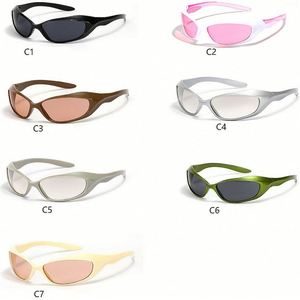 Lunettes de soleil personnalisées avec logo, pour hommes et femmes, style steampunk Y2K, protection UV400, monture petite, œil de chat, lunettes de sport - Product Image 6