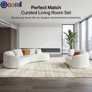 Conjunto de Sofás Modernos Minimalistas em Tecido Chenille Curvado, Sofá Estofado Macio e Confortável para Área de Espera de Hotel - Product Image 4