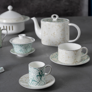 Vaisselle en gros P&T : Tasses et soucoupes à thé modernes en porcelaine fine, mugs verts, ensemble de tasses à café pour hôtels et cafés - Product Image 2