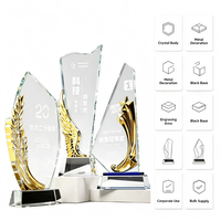 Placa de Cristal Transparente Grabable, Base de Metal para Escritorio, Trofeo de Cristal Personalizado