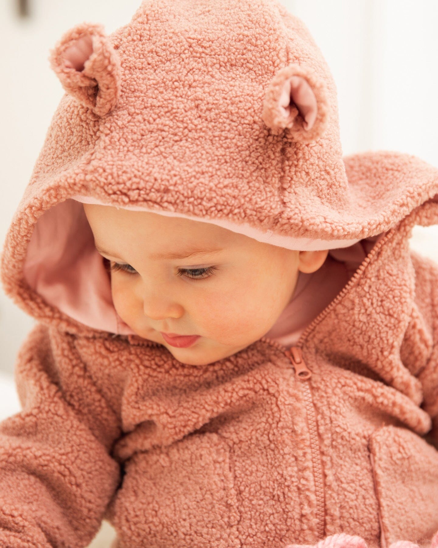 Kids Girl's Zip Up Fuzzy Fleece Jacket Cute Teddy Coat Ultra Soft Bear Ears Hoodie Sweatshirt Windproof Toddler Winter Coat (Brown, 12-24 Months