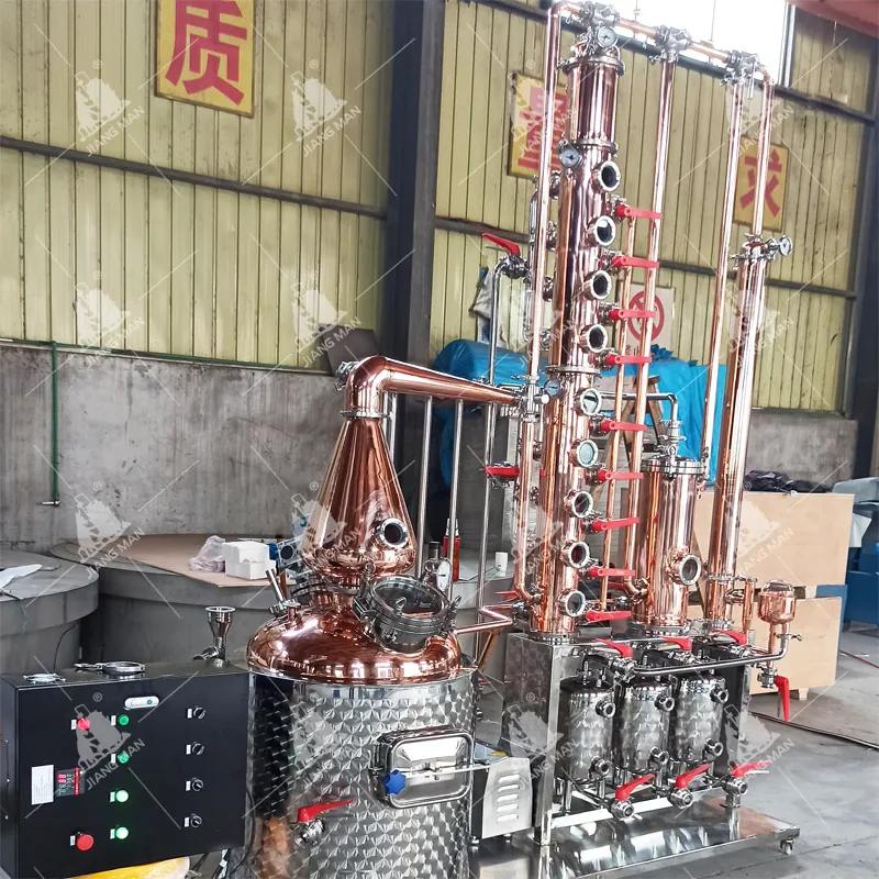 Cobre coluna gin destilador venda quente rum uísque destilaria ainda 600 L 8 ''diâmetro bolha placas destilaria máquina