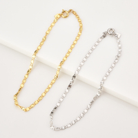 FUAMAY Bracelet en Argent 925 et Acier Inoxydable, Plaqué Or 18 carats, Motif Riz, Plaqué Chrome