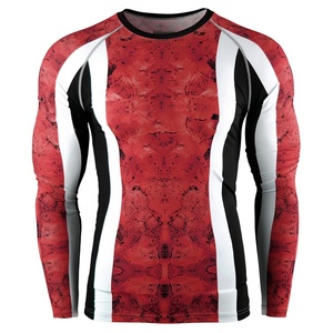 Vente en gros de t-shirts de compression longs pour hommes avec logo personnalisé, style sport, impression par transfert thermique, respirant, fabriqué en spandex - Product Image 1