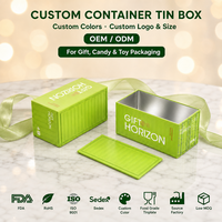 Boîte en métal personnalisée vert pomme pour conteneur de fret avec nervures verticales pour emballage cadeau, bonbons, jouets, logo personnalisé OEM ODM