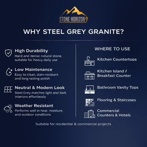 Steel Grey <b>Granite</b> Slabs 2cm Polished | Indian Grey <b>Granite</b> for Exterior & Flooring Applications | Export Quality - Product Image 6