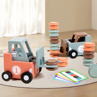 Chariot élévateur en bois jouet début éducatif Parent-enfant voiture jeu de bataille enfant en bas âge Montessori jouets en bois pour les enfants