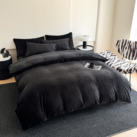 Parure de lit 3 pièces en polyester tissé haute densité, couleur beige, avec housse de couette et couvre-lit en polaire, 300 fils au pouce carré