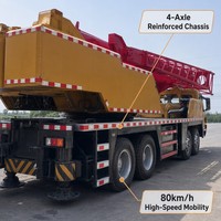 Truk Crane Bekas 50 Ton Seri STC500 Boom Diamond 43m Mesin 250kW 4-Axle Heavy Duty Mobile Crane Dijual