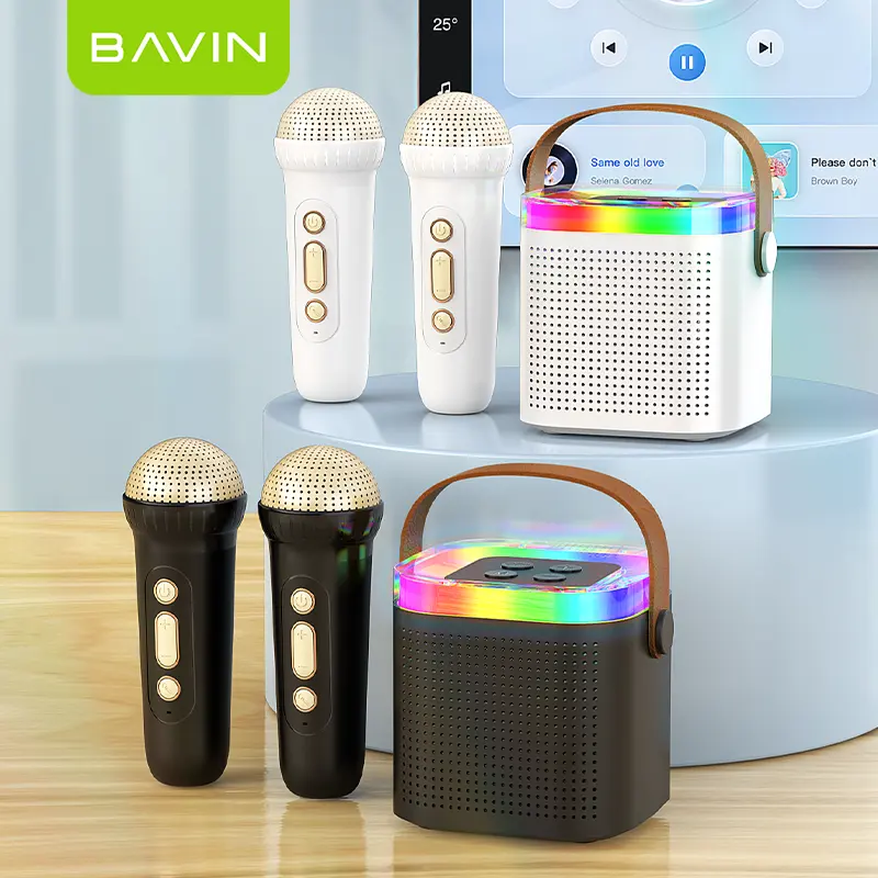 BAVIN BM13 karaoke hifi sound blue tooth 5.3 mini smart wireless speaker with rgb light