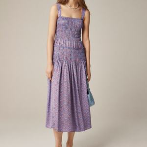 Fabricante de Ropa, Vestidos Midi de Algodón para Mujer, Estampados, de Sarga, con Espalda Descubierta, sin Mangas, Elegantes y Casuales, Primavera-Verano - Product Image 1