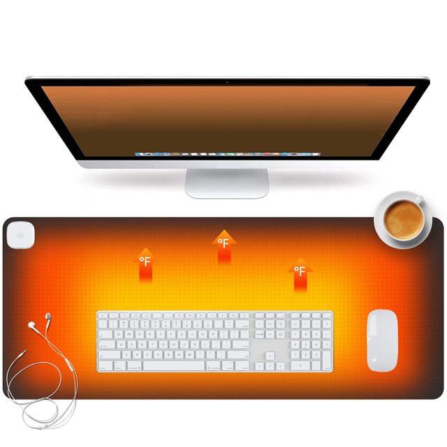 3 Levels Heating Auto Shut-Off PU Leather Mouse Pad - 31.5 X 13 Inch Heated Desk Pad Mat