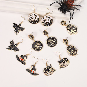 Halloween Cartoon Drop Earrings <b>Crystal</b> Rhinestone Women's Party Fashion Dangle Earrings Zinc Alloy Bezel Setting - Product Image 2