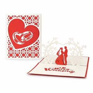 Tarjeta de felicitación emergente personalizada para boda, tarjeta de invitación de papel con forma de corazón, regalo personalizado para novios - Product Image 1