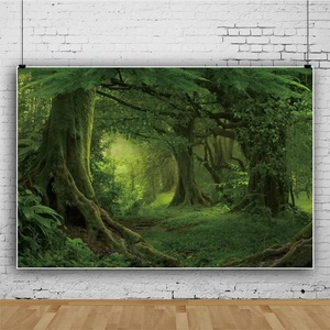 Tropischer Dschungel Hintergrund Regenwald Nebel bäume Abenteuer Camping Alles Gute zum Geburtstag Dschungel Hintergrund für Fotografie Dekor Banner - Product Image 1