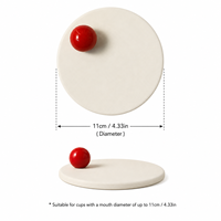 Couvre-tasse en silicone mignon de 11 cm, réutilisable, rond, avec bouton à boule, anti-poussière, pour tasses à café et à thé, maison et bureau
