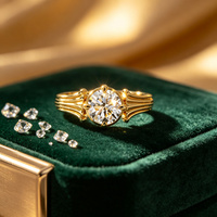 Bague en or massif 18 carats style Art Déco avec diamant de laboratoire 2 carats, inspirée de Hailey Bieber, collection de haute joaillerie, série Archives aux enchères