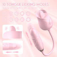 Rosen-Sexspielzeug Dildo Vibrator Orale Zungenform zum Lecken mit Stoß- und Vibrationsfunktion G-Punkt Klitoris Nippel Stimulator für Frauen