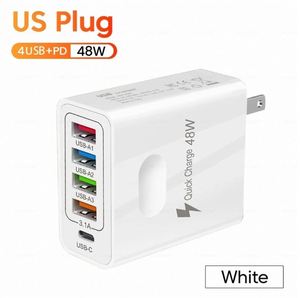 อะแดปเตอร์ชาร์จโทรศัพท์ 48W พร้อมพอร์ต USB 4 ช่อง + ช่อง PD 1 ช่อง วัสดุ ABS สำหรับชาร์จโทรศัพท์ iPhone และ Samsung - Product Image 3