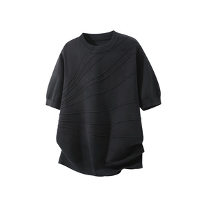 T-shirt en maille pour homme M-5XL, été, haut de gamme, style Old Money, texture jacquard, respirant, col rond, décontracté, manches courtes - Product Image 2