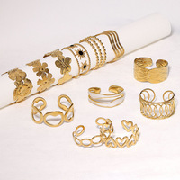 Bracelet en acier inoxydable plaqué or 18 carats de haute qualité pour femmes, design floral et géométrique, vente en gros de bijoux