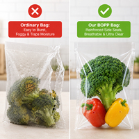 Sacs autocollants transparents en BOPP de qualité alimentaire, imprimés en héliogravure, sur mesure, pour conserver les fruits et légumes frais dans les supermarchés