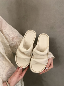 Silver Wedge High-grade Slippers Women's Summer Wear High-rise Thick Bottom <b>Small</b> Non-slip Beach - Product Image 6