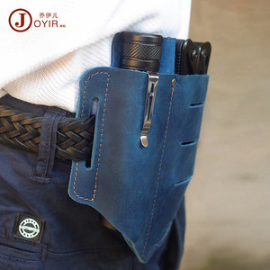 Joyir Riñonera de cuero genuino para hombre, color azul, EDC, almacenamiento de herramientas tácticas, funda portátil para linterna - Product Image 2
