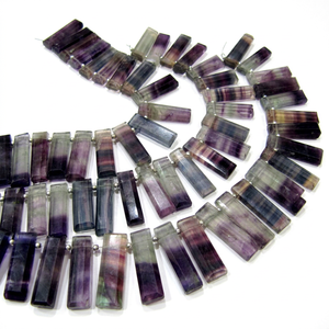 Perles de Fluorite Violette Naturelle Forme Baguette Rectangulaire 12-30mm, Chaîne de Perles 12-30mm - Product Image 1