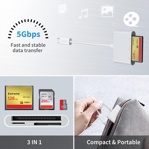 Adaptateur de carte mémoire 3 en 1 Type C CF/SD/TF, lecteur de carte SD USB C compatible avec les appareils photo numériques pour iPhone 15/ iPad/Android - Product Image 6