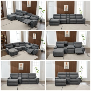 Sofá Seccional Reclinable <span class=keywords><strong>El</strong></span>éctrico Moderno de Esquina al por Mayor con Consola, Tela Refrigerante, Masaje, Asientos de Cine de Madera para <span class=keywords><strong>el</strong></span> Hogar - Product Image 3