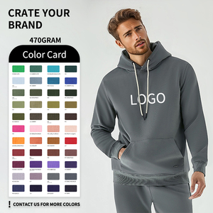 Mùa Đông 470G Heavyweight Áo Thun Mui Xe Cho Nam Giới Phụ Nữ Dài Tay Dày Nhung Phong Cách Retro Châu Âu Mỹ Tùy Chỉnh Hoodies Rắn - Product Image 2