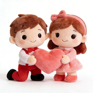 Boneka Plushie Valentine's Day Custom Made untuk Anak Laki-laki dan Perempuan, Boneka Hewan Lucu untuk Lamaran, Hadiah Pernikahan, Pasangan Kekasih - Product Image 1