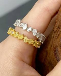Alliance éternelle en moissanite jaune avec diamants multicolores pour mariage, certifiée IGI, zircon, évaluation de fiançailles incluse - Product Image 2