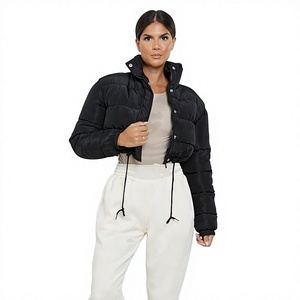 Nouvelle veste matelassée en coton tricoté respirant sur mesure OEM pour l'hiver, manches longues, chaude, coupe courte, pour femmes, couleur violette - Product Image 1