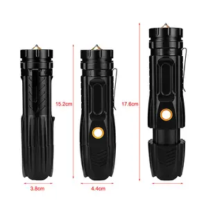 japan jy super powerful lampe torche tarch 26650 Rechargeable Battery Zoom XHP90 LED Torch with Clip and Salf Hammer