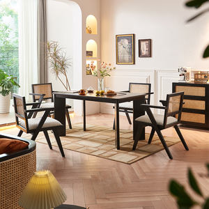 Silla <span class=keywords><strong>de</strong></span> Comedor <span class=keywords><strong>de</strong></span> Madera Maciza con Ratán y Cojín <span class=keywords><strong>de</strong></span> Bouclé <span class=keywords><strong>para</strong></span> Hogar, Cafeterías y Restaurantes Costeros en Australia y Filipinas - Product Image 4