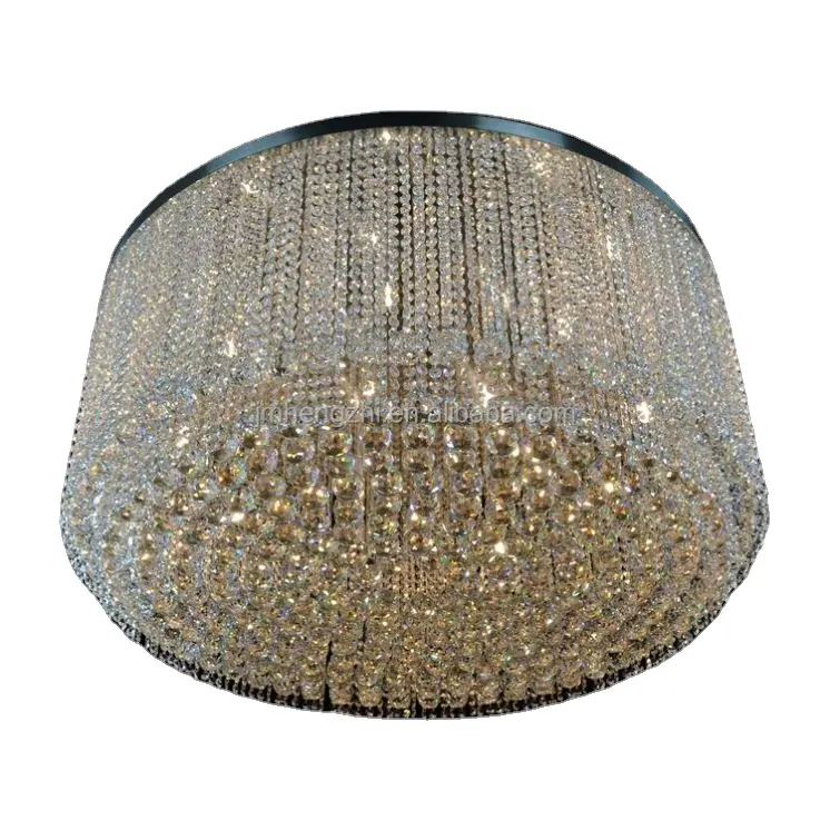 Modern Small Silver round Crystal Chandelier Flush Mount Glass Lamp Body for Hallway Bedroom Hotel Villa Living Room Lighting