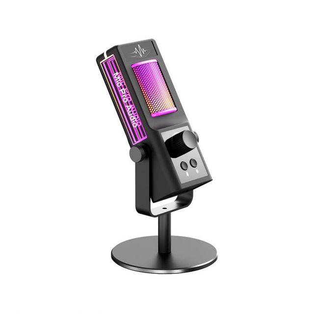 Free logo 384KHz RGB Condenser Gaming Microphone Portable Studio Mic for Streaming Podcast Recording