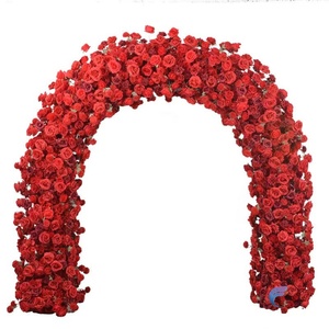 Arc de fleurs décoratives de scène de fond de mariage floral arc en forme de U rouge - Product Image 3