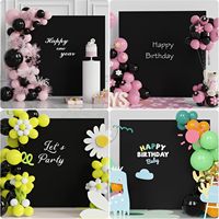 Housse d'arche de mariage noire de 2 m x 2 m, couvre-arche carré pour ballons, fond extensible pour décorations de fête d'anniversaire et de mariage