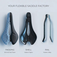 Selle de vélo ergonomique respirante en fibre de carbone imprimée en 3D, à structure alvéolée, personnalisée, directement de l'usine, pour VTT et vélo de route