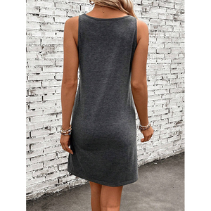 Personalizado Primavera Verano suave <span class=keywords><strong>U</strong></span> cuello mejor estampado mujeres chaleco vestido - Product Image 5