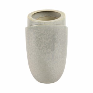 Vaso in Ceramica Moderno Arrotondato con Dettaglio a Bordo Stratificato per Esposizione Decorativa in Soggiorno - Product Image 4