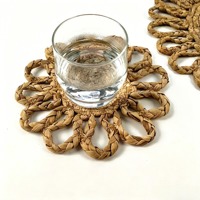Sous-plat rond en herbe tressée de style bohème, écologique, résistant à la chaleur, pour la maison et la cuisine, diamètre 20 cm/38 cm