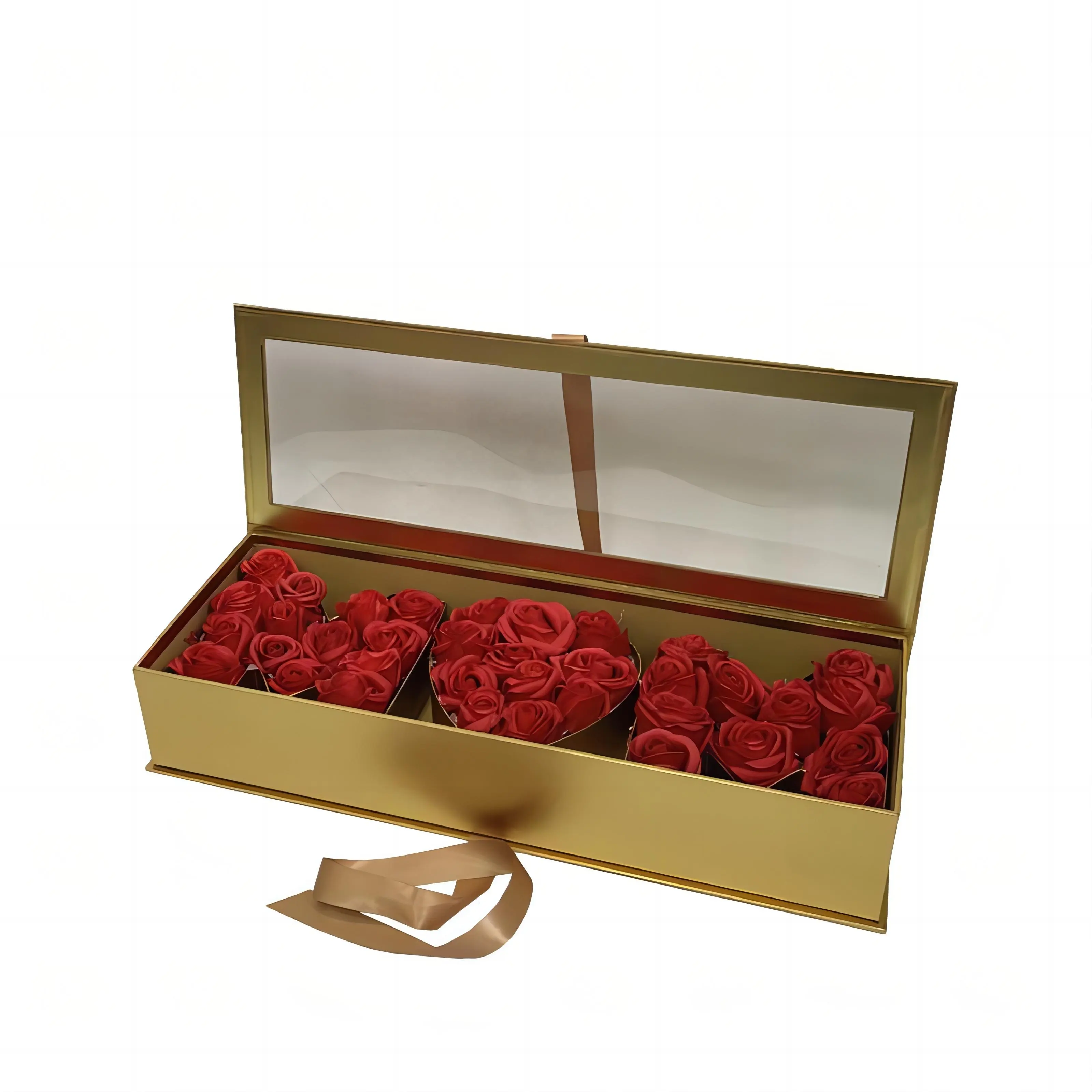 OEM Benutzer definierte transparente PVC-Abdeckung Mom Flower Box Muttertag Mom Flower Geschenk box Mom Rose Box mit Band