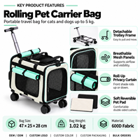 Sac de transport pour animaux de compagnie avec chariot, tissu 600D, maille respirante et coussin réversible pour chats et chiens jusqu'à 5 kg, sac à dos de transport pour animaux de compagnie