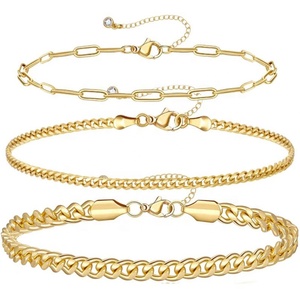 Soldes d'été : Bracelets de cheville et bracelets superposés en or 14 carats avec breloques, tendance pour femme, bijoux de plage et de surf - Product Image 2