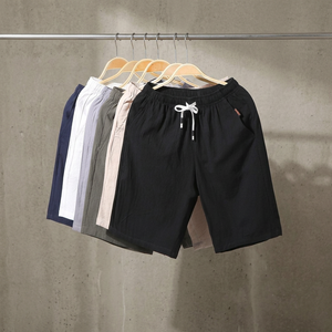 Shorts d'été décontractés pour hommes, respirants et infroissables, 100 % lin, taille mi-haute élastique, tissés, grandes tailles, vente chaude, directement du Bangladesh - Product Image 3